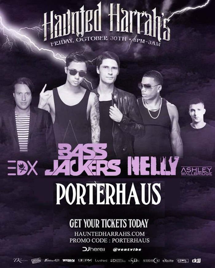 Haunted Harrah's lineup flyer — EDX, Bassjackers, Nelly, Ashley Wallbridge, Porterhaus